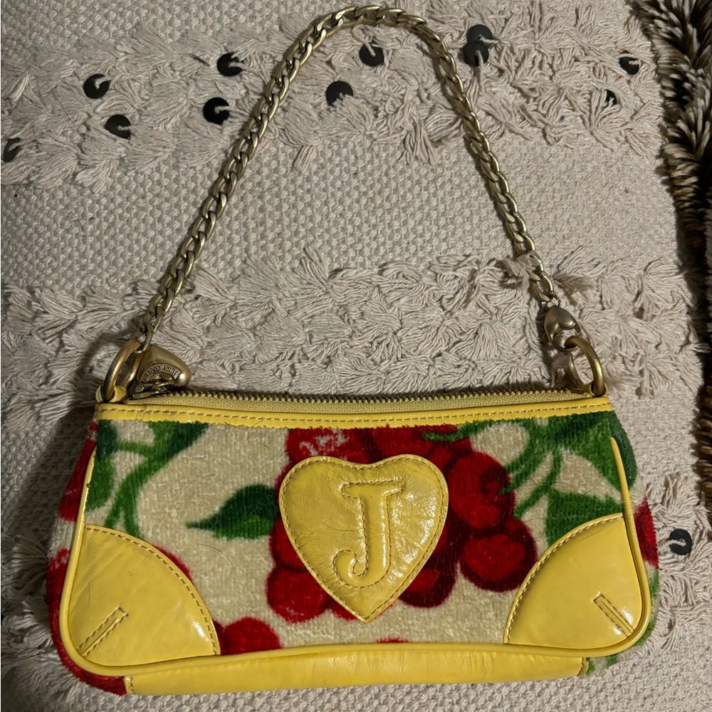 Vintage Juicy Couture Cherry Print Leather Velvet